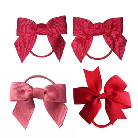 diy ribbon bow with elastic red color